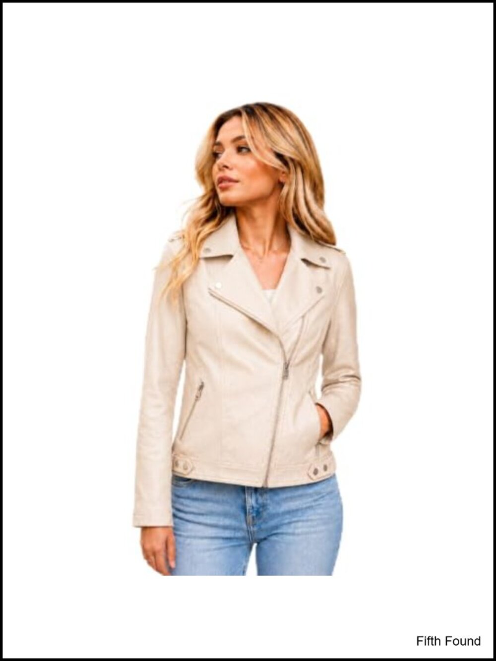 Faux Leather Moto Jacket Asymmetric Zip Silver Hardware